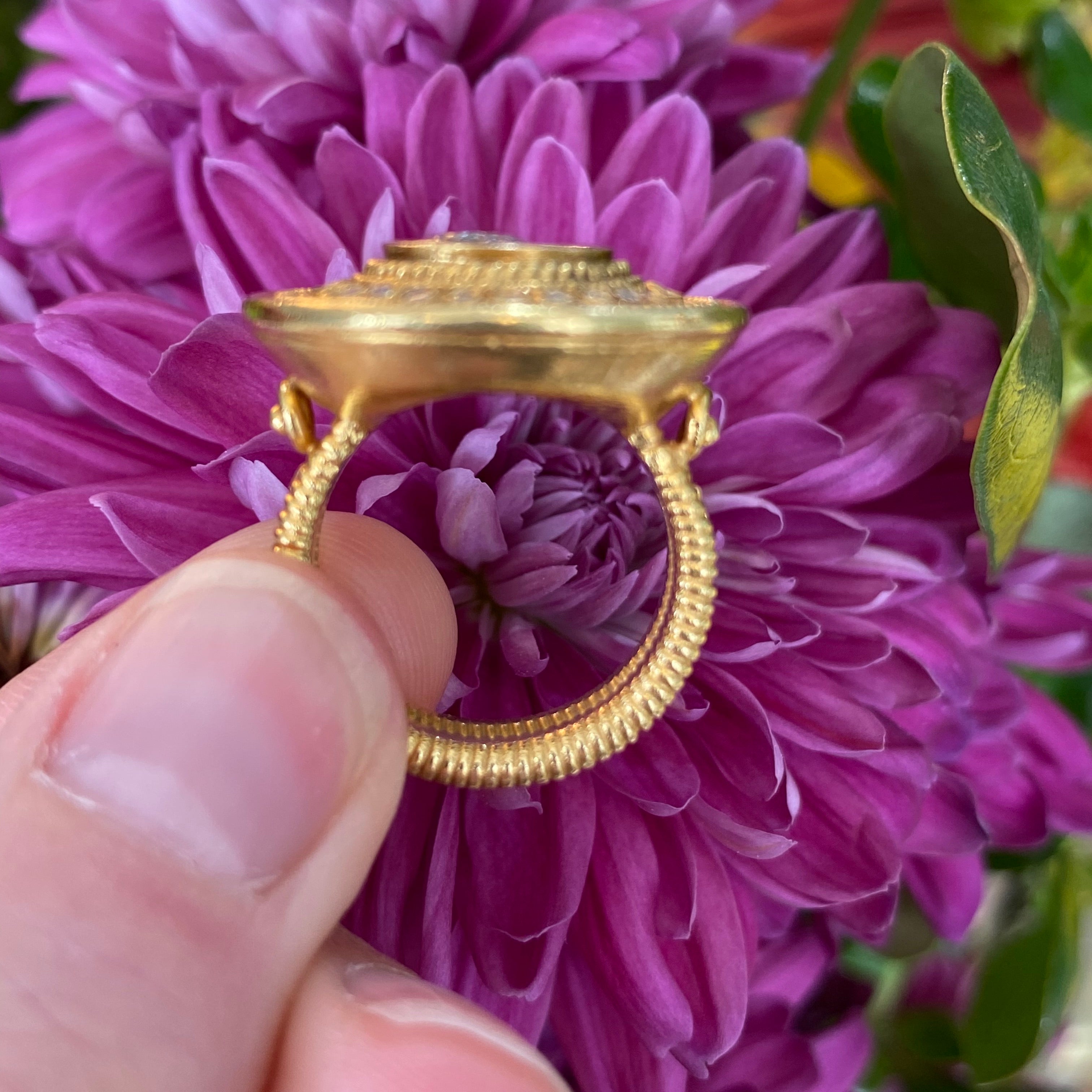 Vintage Statement Diamond Coin Ring in 18K Yellow Gold