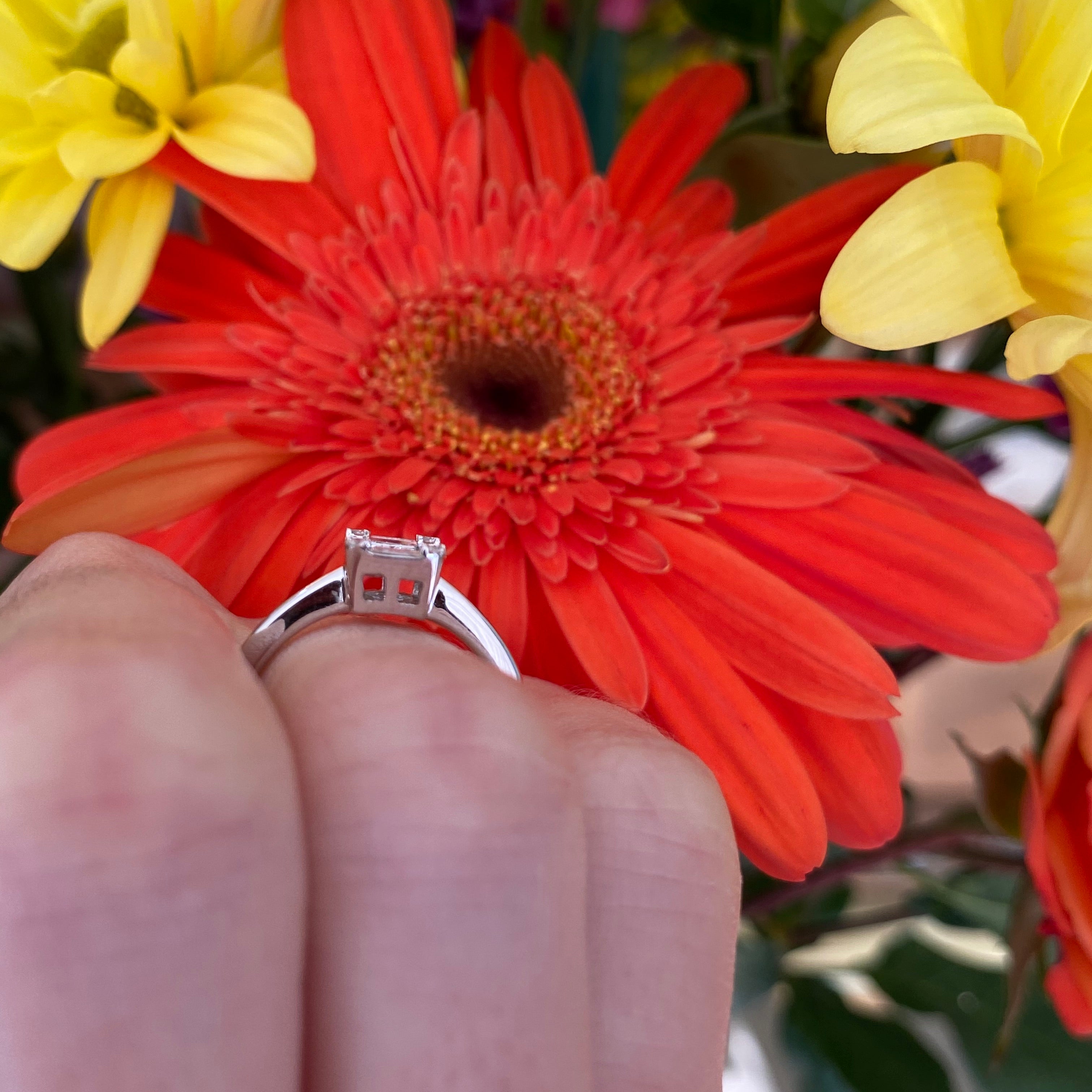 Emerald Cut Diamond Shaped Mosaic Ring