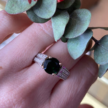Load image into Gallery viewer, Green Tourmaline Double Diamond Band Ring
