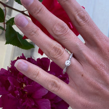 Load image into Gallery viewer, Fancy Round Solitaire Engagement Ring with Filigree Scroll Work