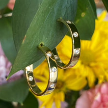 Load image into Gallery viewer, Bold Gold & Diamond Loved Hoops