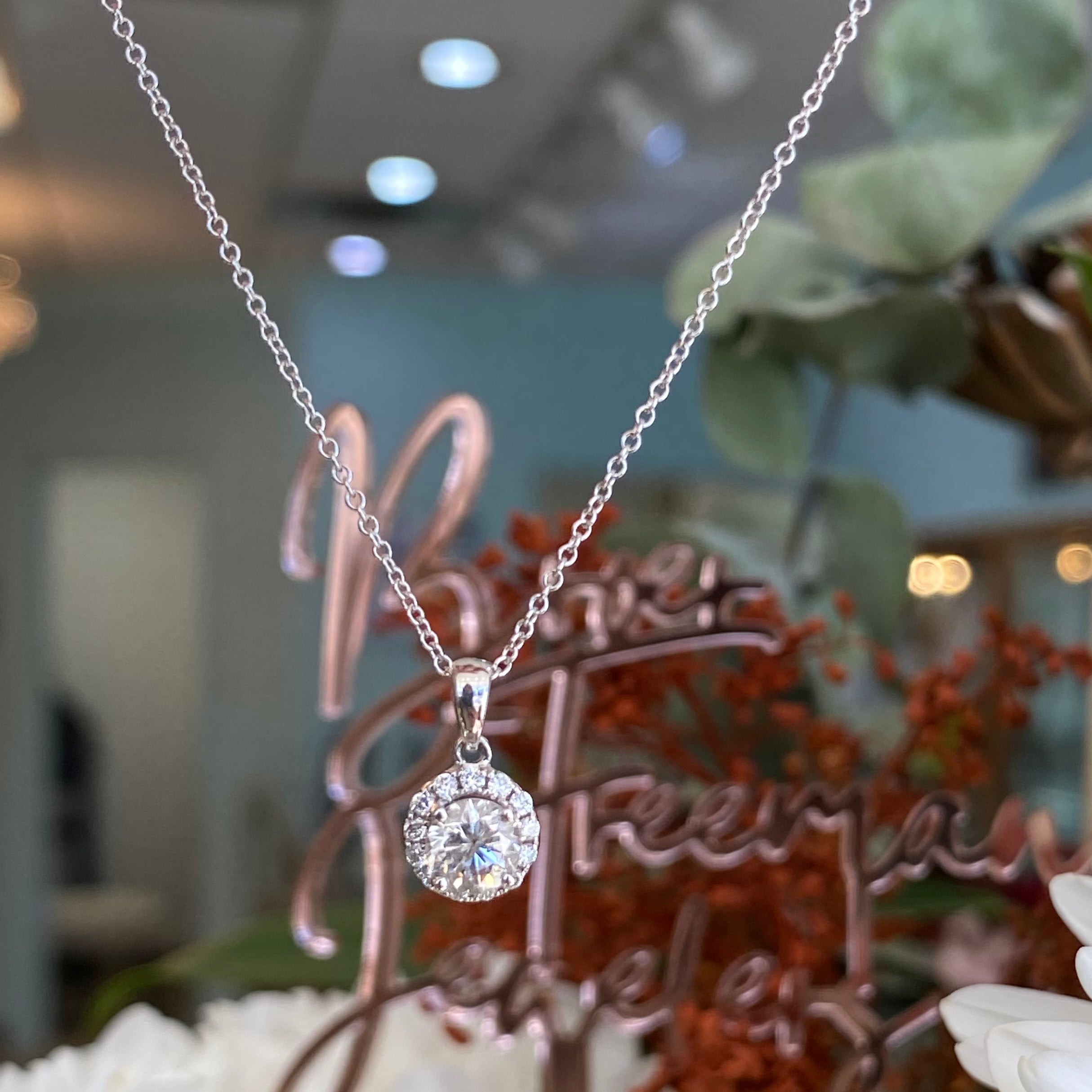 Diamond Halo Pendant Necklace