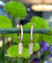 Load image into Gallery viewer, Rose Gold and Diamond Huggie Hoop Drop Earrings