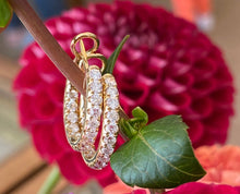 Load image into Gallery viewer, Yellow Gold & Diamond Hoop Earrings