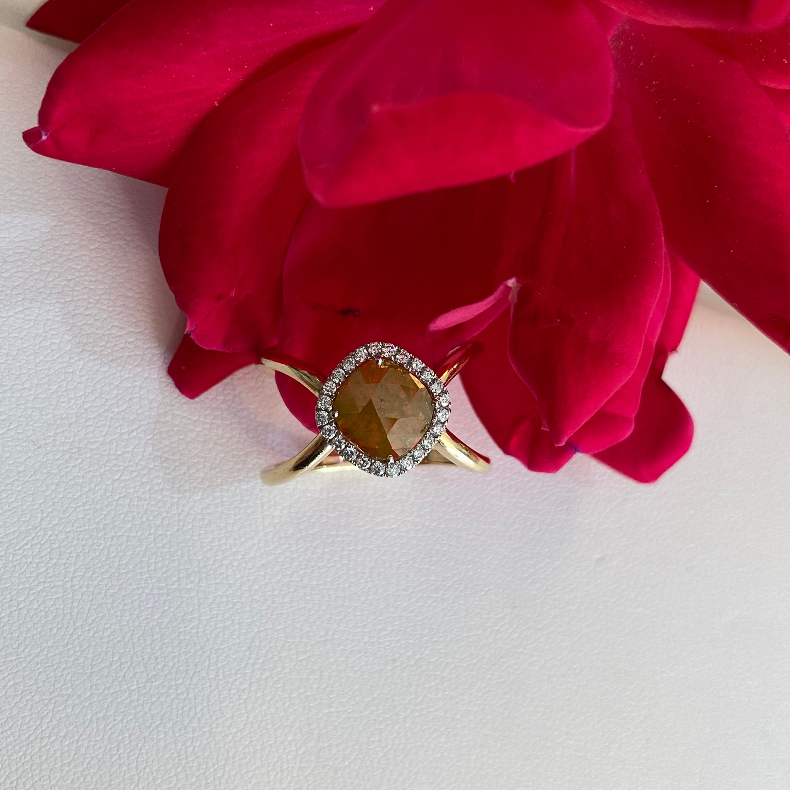 Sunlit Ember Diamond Slice Ring