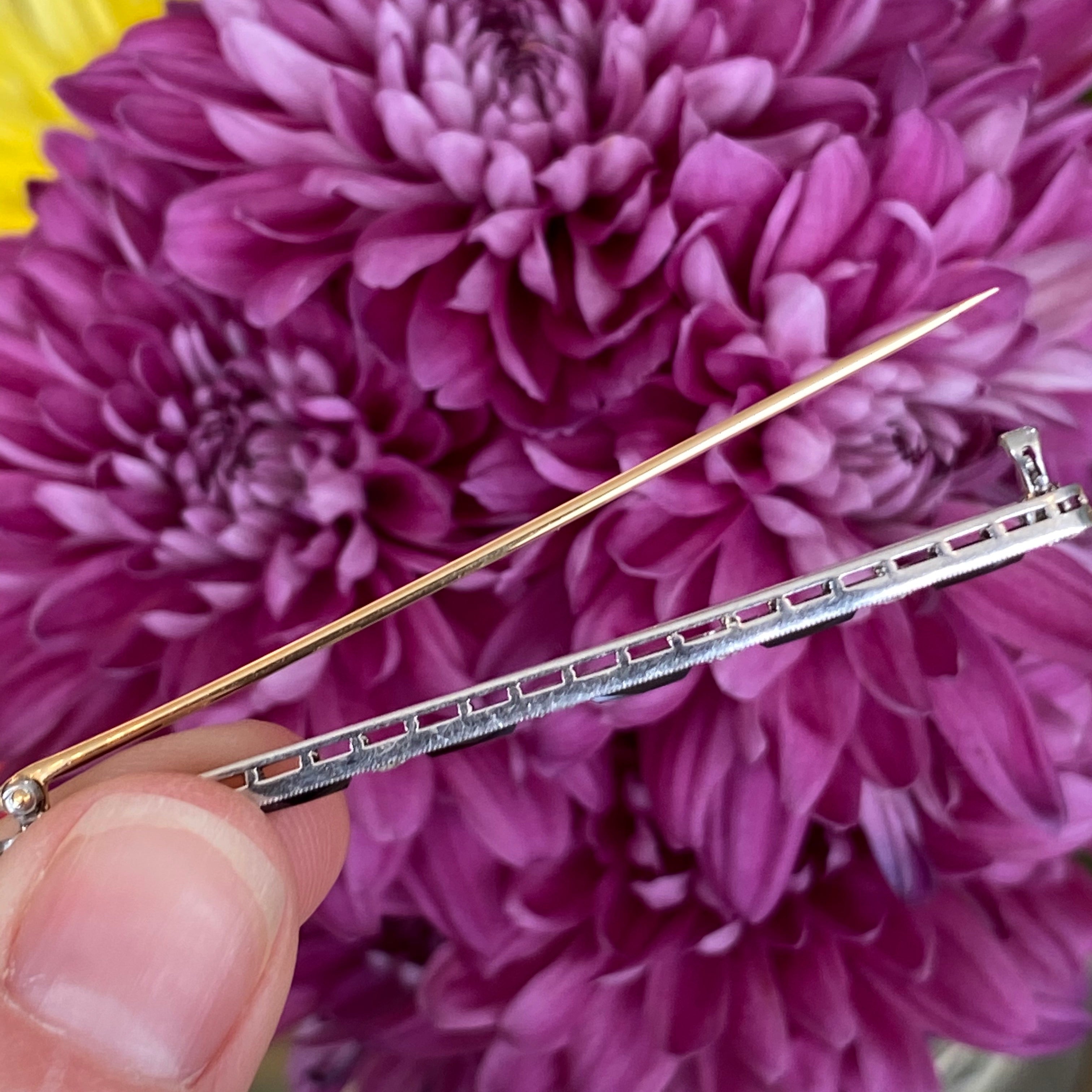 Art Deco Black & White Bar Brooch