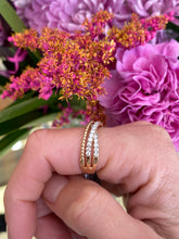 Load image into Gallery viewer, Diamond Beaded Criss-Cross Ring in Yellow Gold