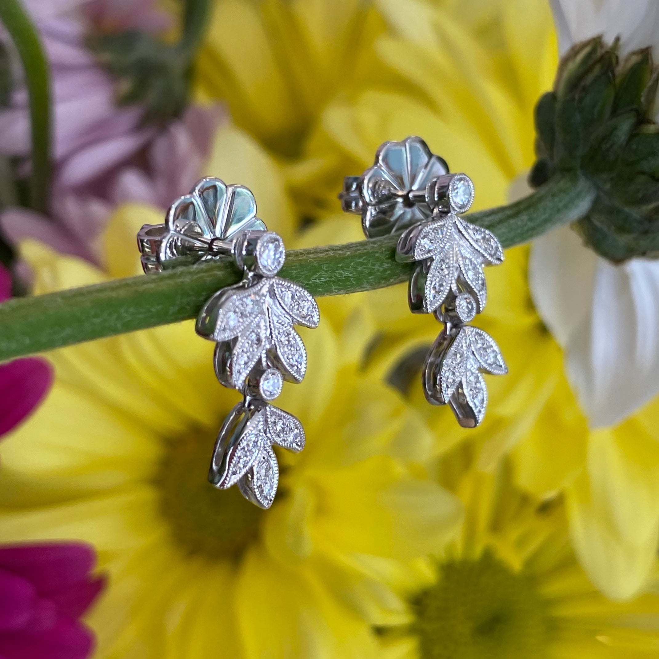 Garden Shade Diamond Leaf Earrings