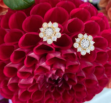 Load image into Gallery viewer, Intricate Diamond Flower Studs