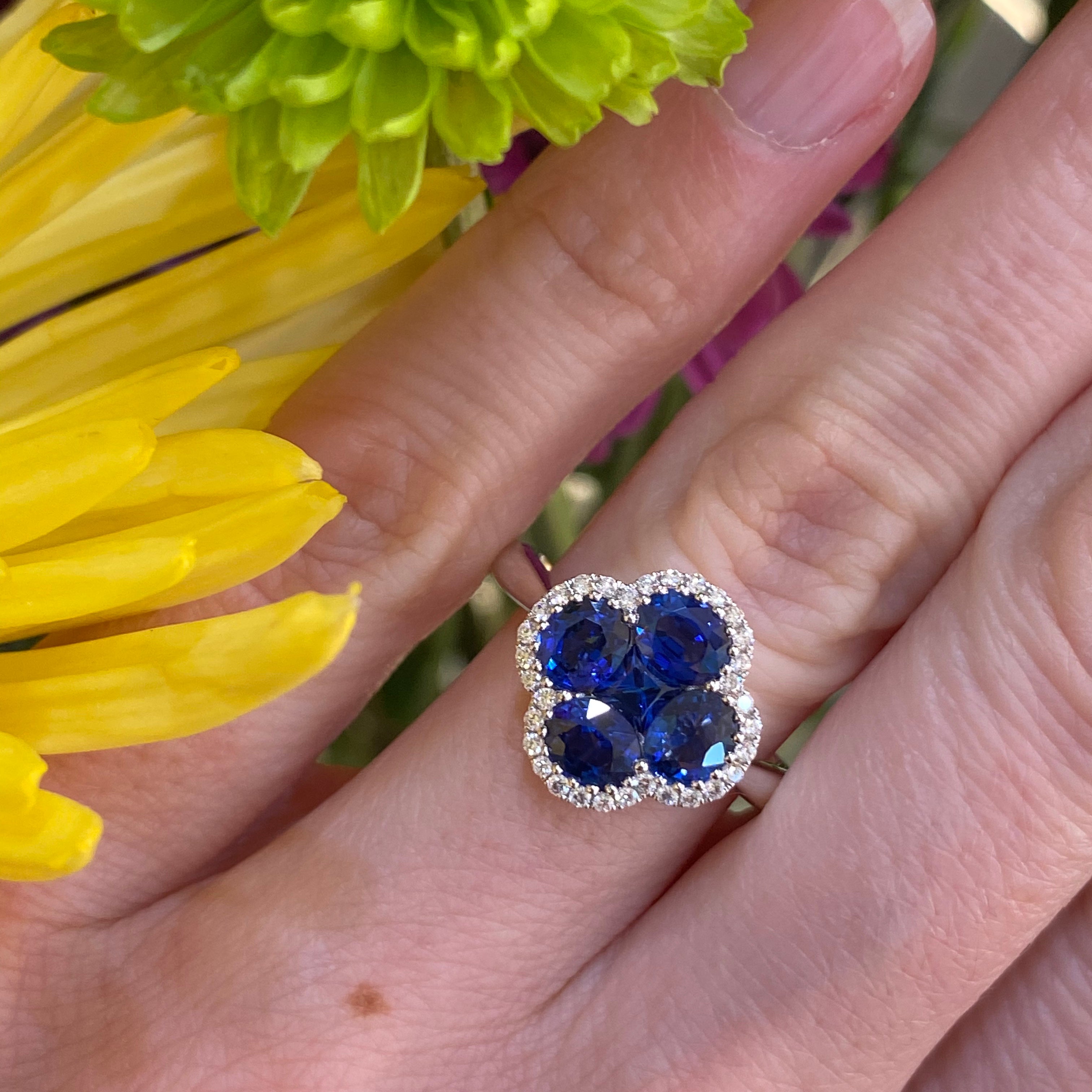 Midnight Clover Sapphire & Diamond Ring