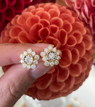 Load image into Gallery viewer, Intricate Diamond Flower Studs