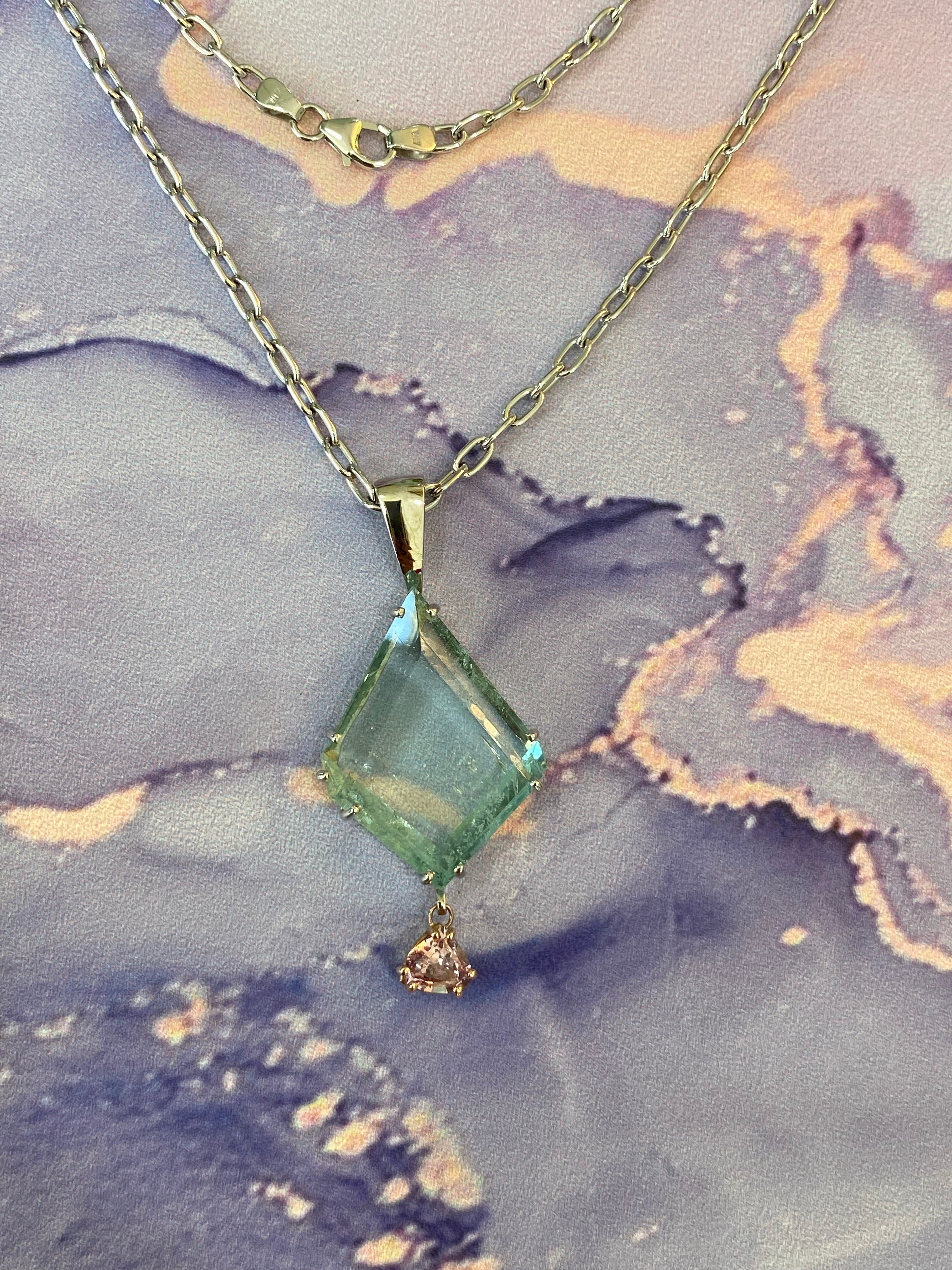 Aquamarine & Pink Sapphire Necklace