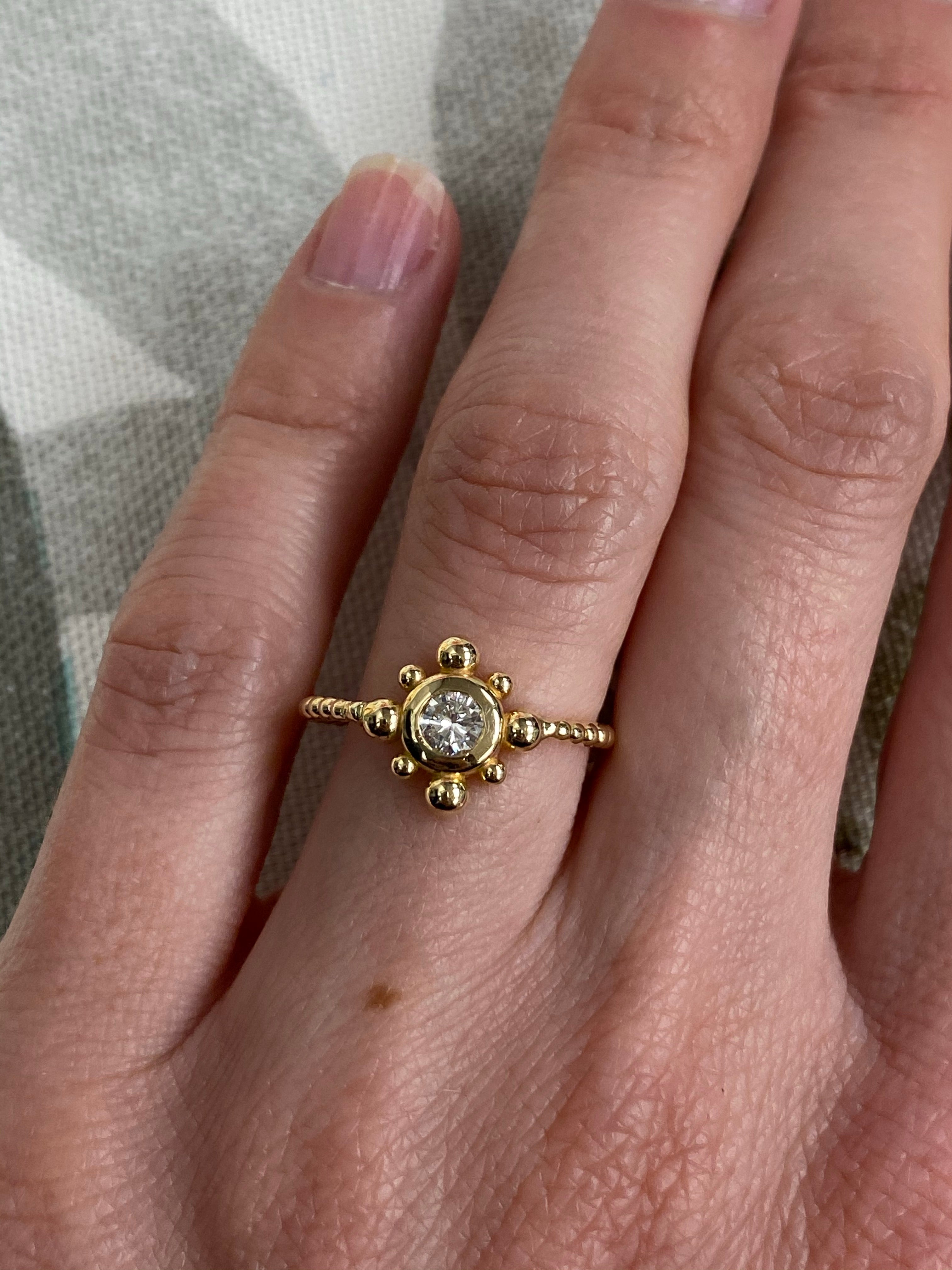 Golden Sunbeam Bezel Diamond Ring