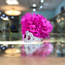 Load image into Gallery viewer, Oval Ruby & Diamond Three Stone Ring