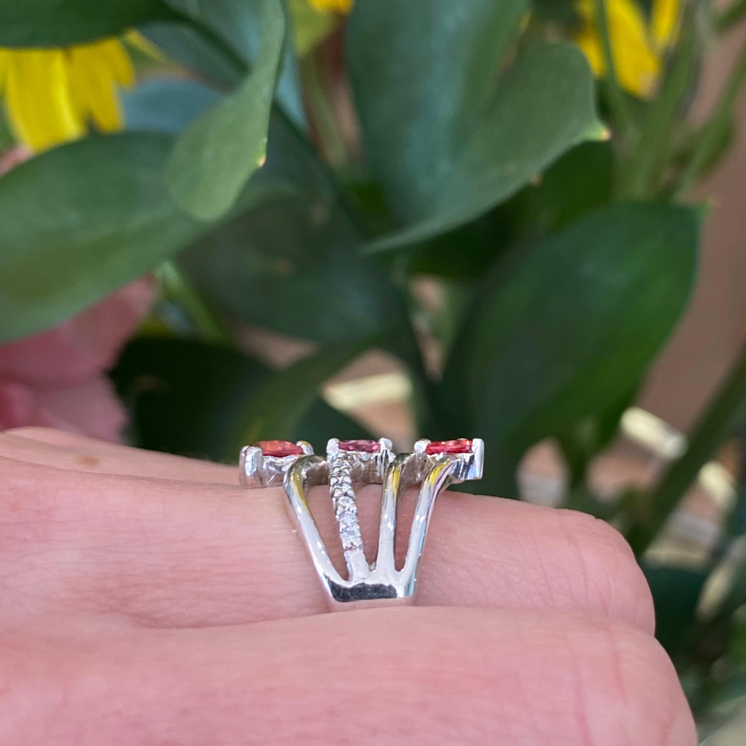 One-of-a-kind Orange Sapphire, Pink Tourmaline & Diamond Ring