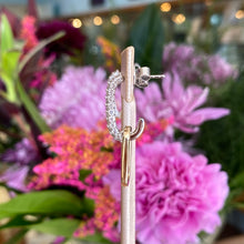 Load image into Gallery viewer, Paper Clip Diamond & Gold Drop Earrings in White and Yellow Gold