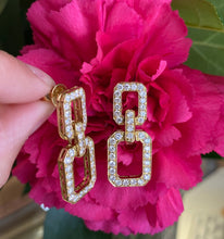 Load image into Gallery viewer, Statement Yellow Gold and Diamond Link Earrings