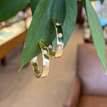 Load image into Gallery viewer, Bold Gold & Diamond Loved Hoops