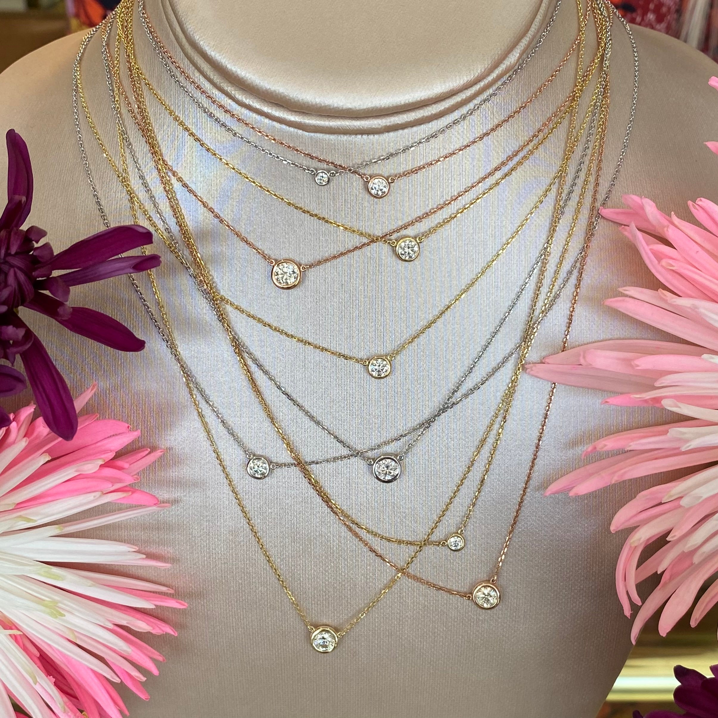 Everyday 0.11 Ct. Round Diamond Bezel Necklace in Yellow Gold