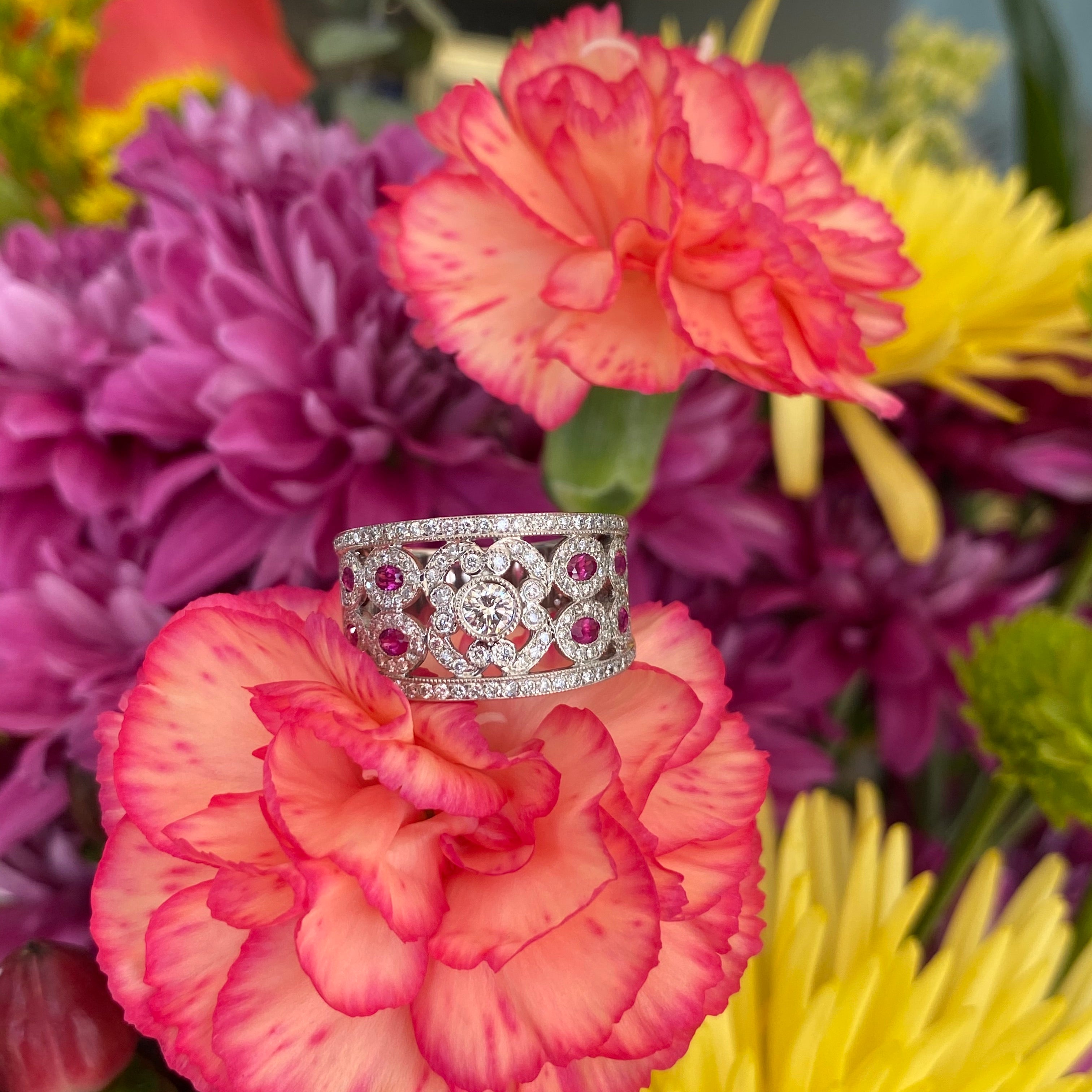 Ruby & Diamond Wide Pavé Set Band