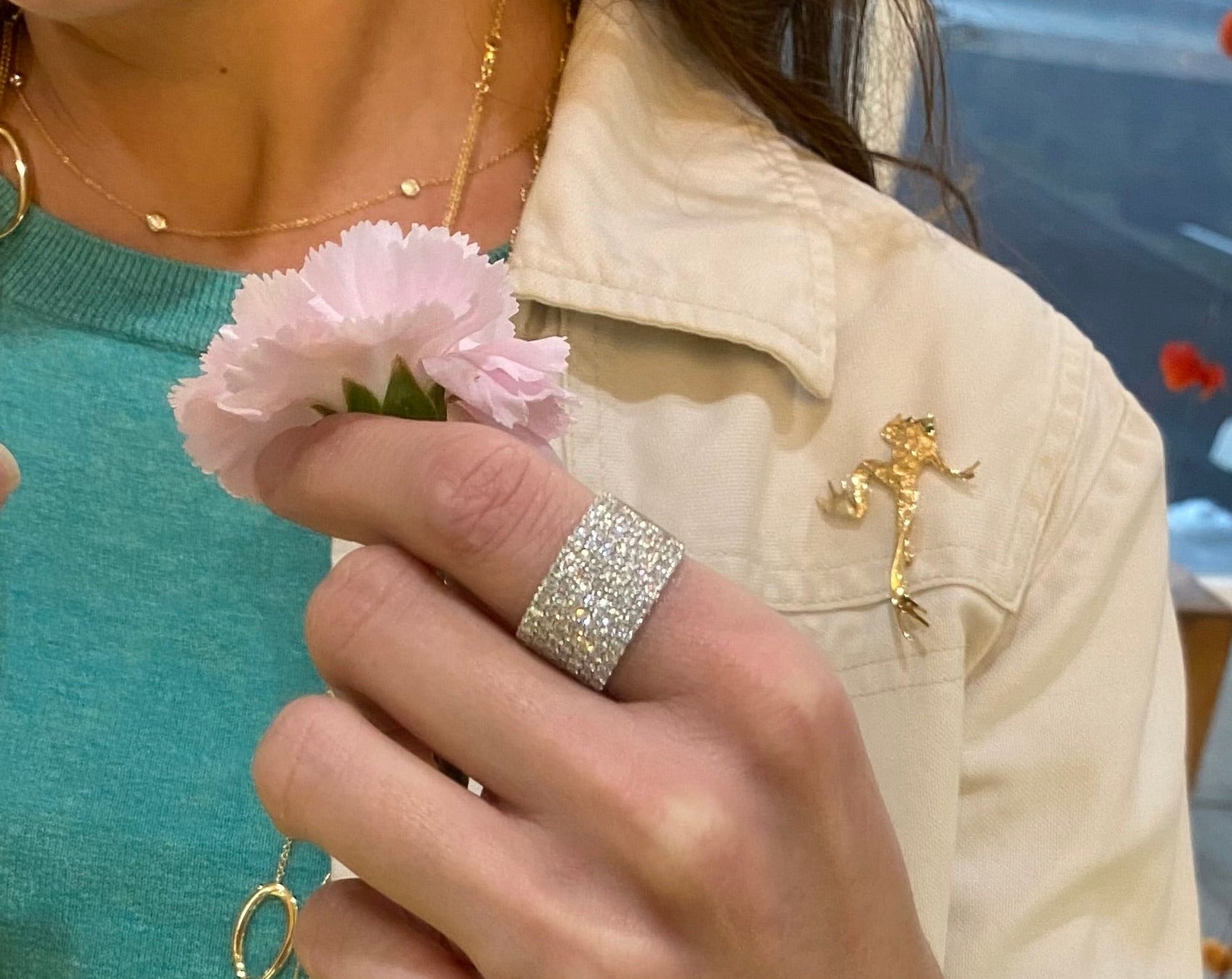 Pavé Diamond 18K Wide Band Ring