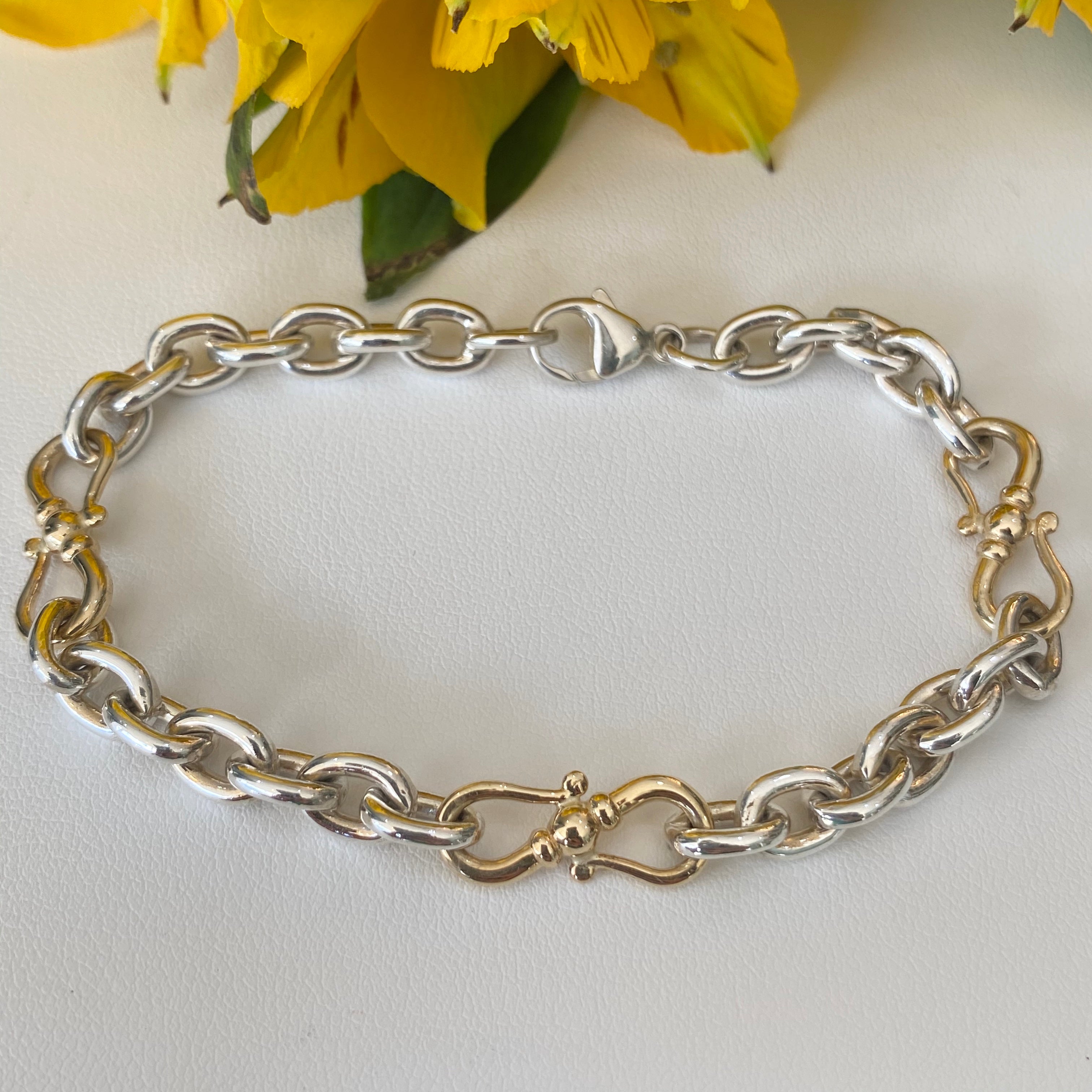 Sterling Silver & 14K Yellow Gold Link Bracelet