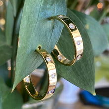 Load image into Gallery viewer, Bold Gold & Diamond Loved Hoops