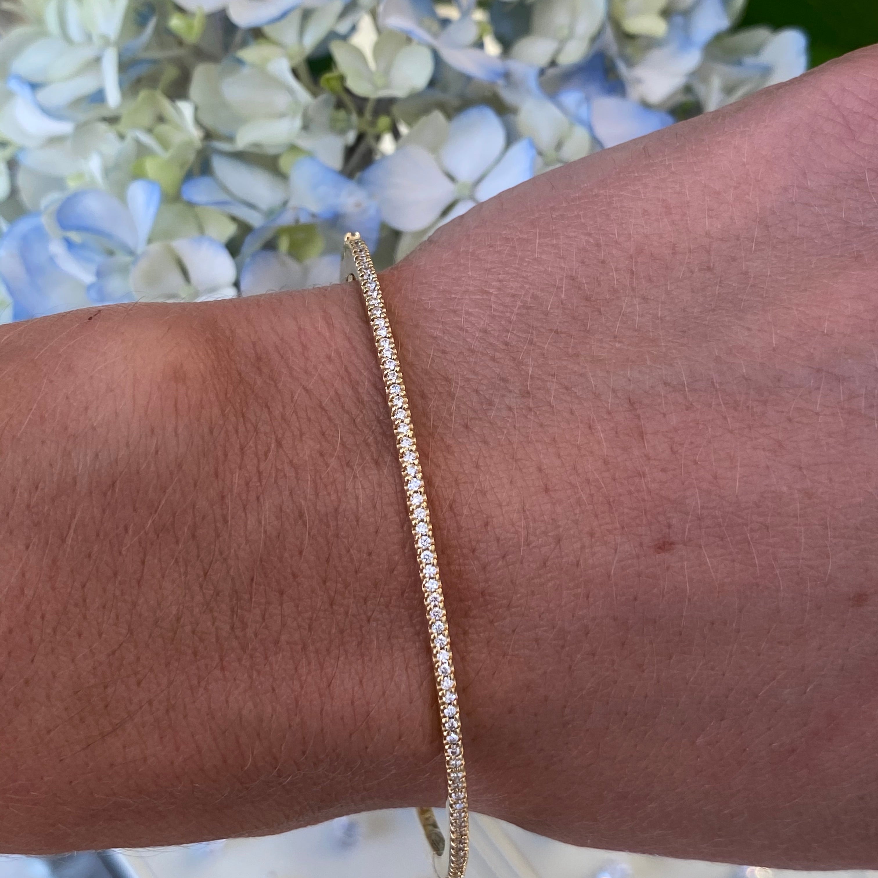 Oval Hinged Diamond Eternity Bangle Bracelet