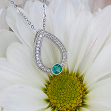 Load image into Gallery viewer, Emerald and Diamond Pear Shaped Necklace