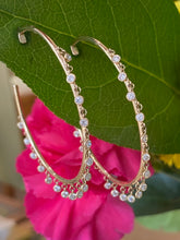 Load image into Gallery viewer, Fun Diamond Dangle Hoops