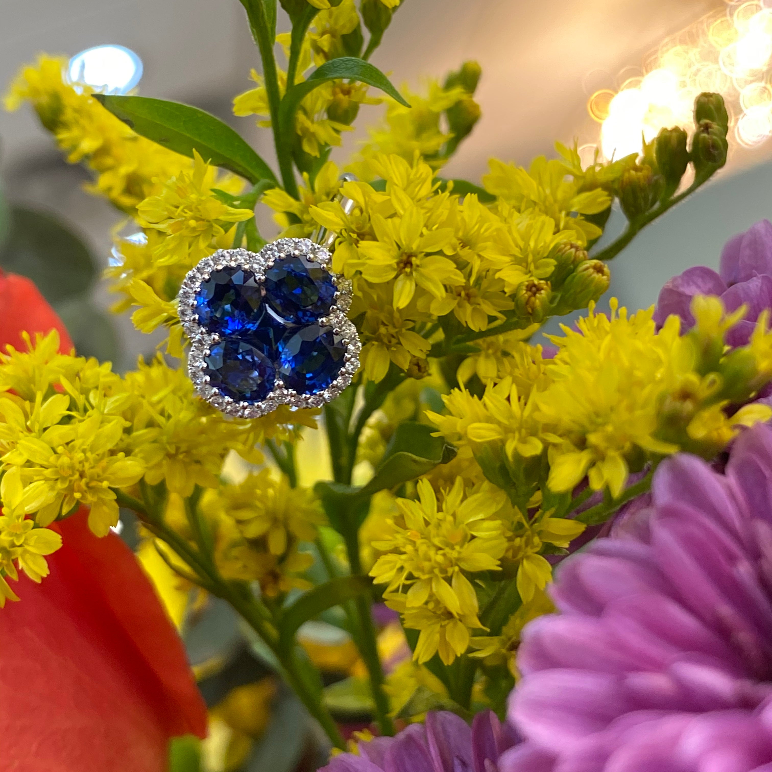 Midnight Clover Sapphire & Diamond Ring