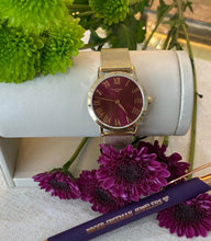 Load image into Gallery viewer, Crimson Dial Gold Mesh Bracelet Watch