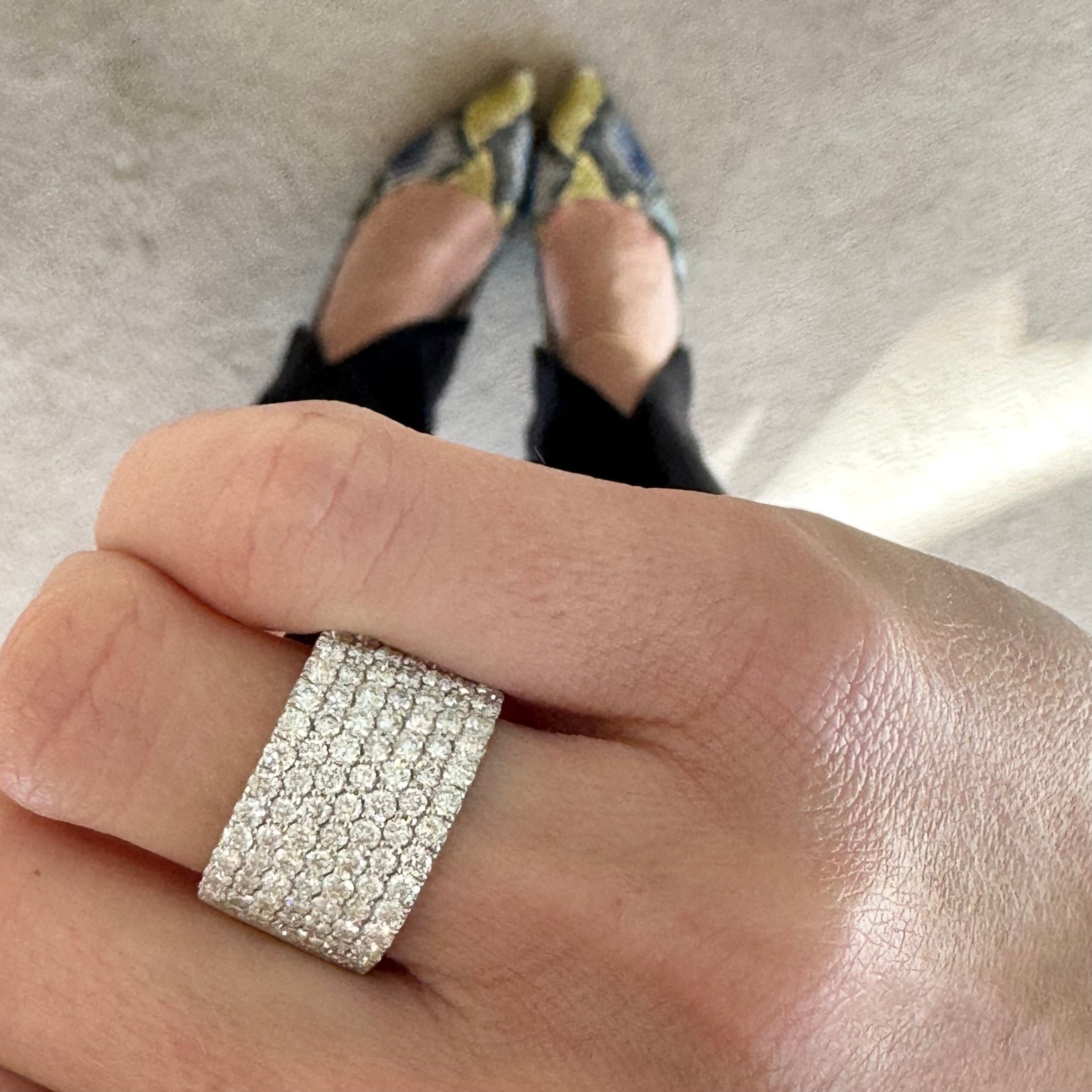 Pavé Diamond 18K Wide Band Ring