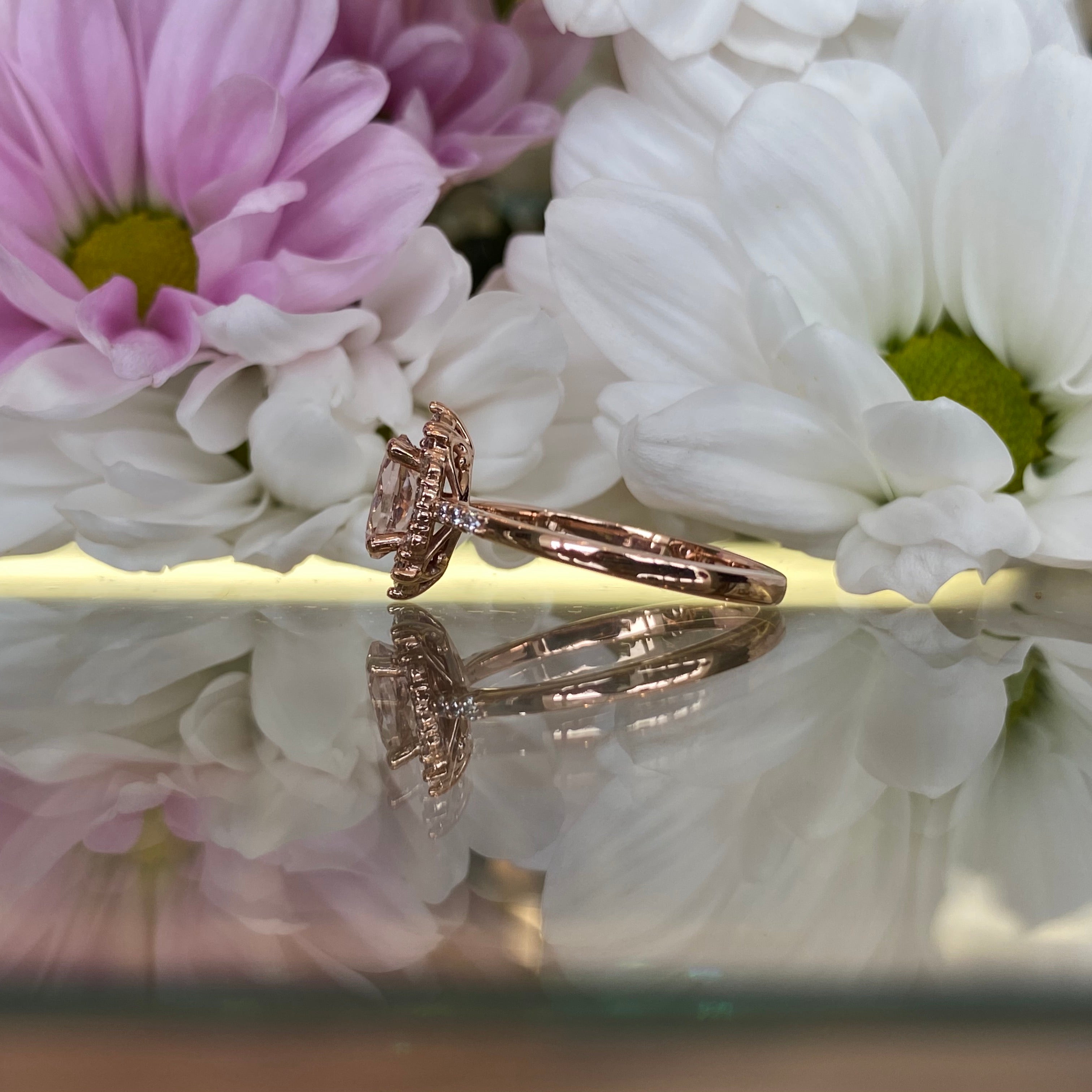 Oval Halo Morganite & Diamond Ring in Rose Gold