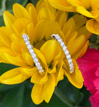 Load image into Gallery viewer, White Gold Diamond Medium Huggie Hoops