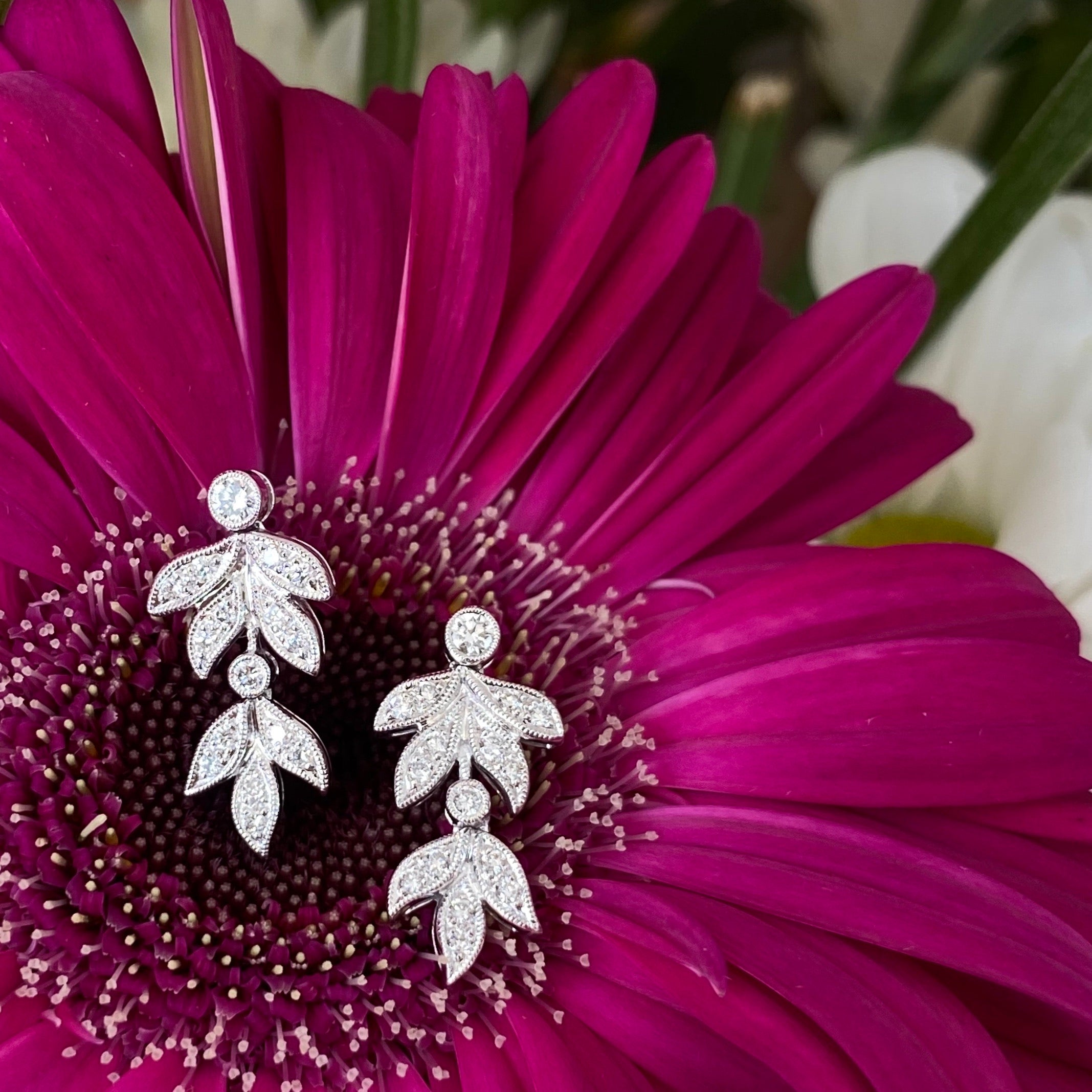 Garden Shade Diamond Leaf Earrings