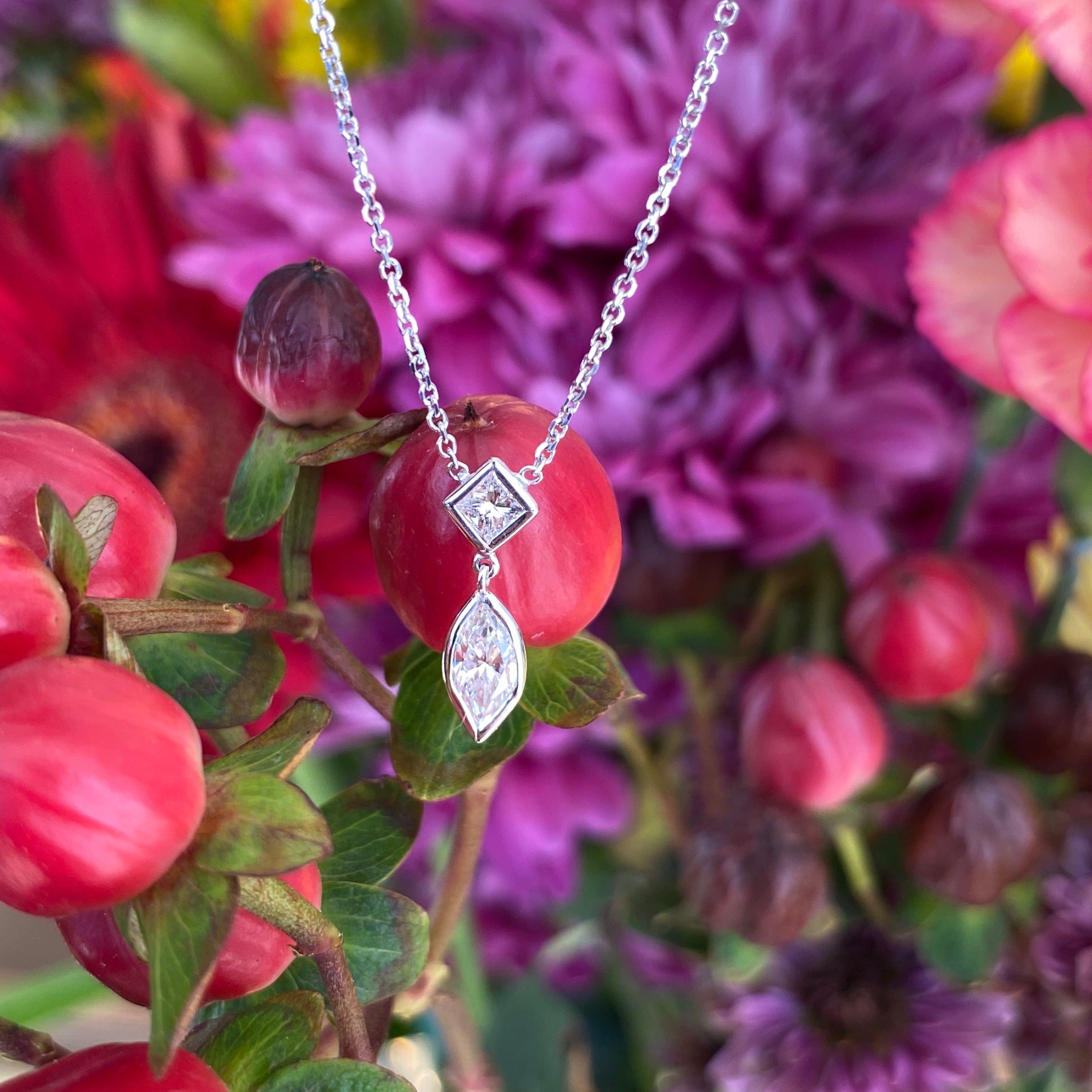 Marquise & Princess Cut Diamond Necklace