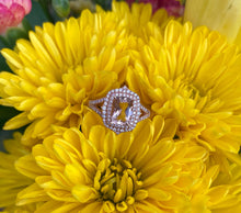 Load image into Gallery viewer, Rose Gold Elongated Cushion Morganite And Double Diamond Halo Ring