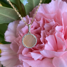 Load image into Gallery viewer, Yellow Mother of Pearl & Diamond Pendant with Diamond Cut Adjustable Chain