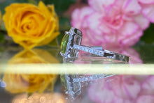 Load image into Gallery viewer, Peridot And Diamond Halo Ring