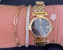 Load image into Gallery viewer, Black Mother of Pearl Dial Gold Toned Bracelet Watch