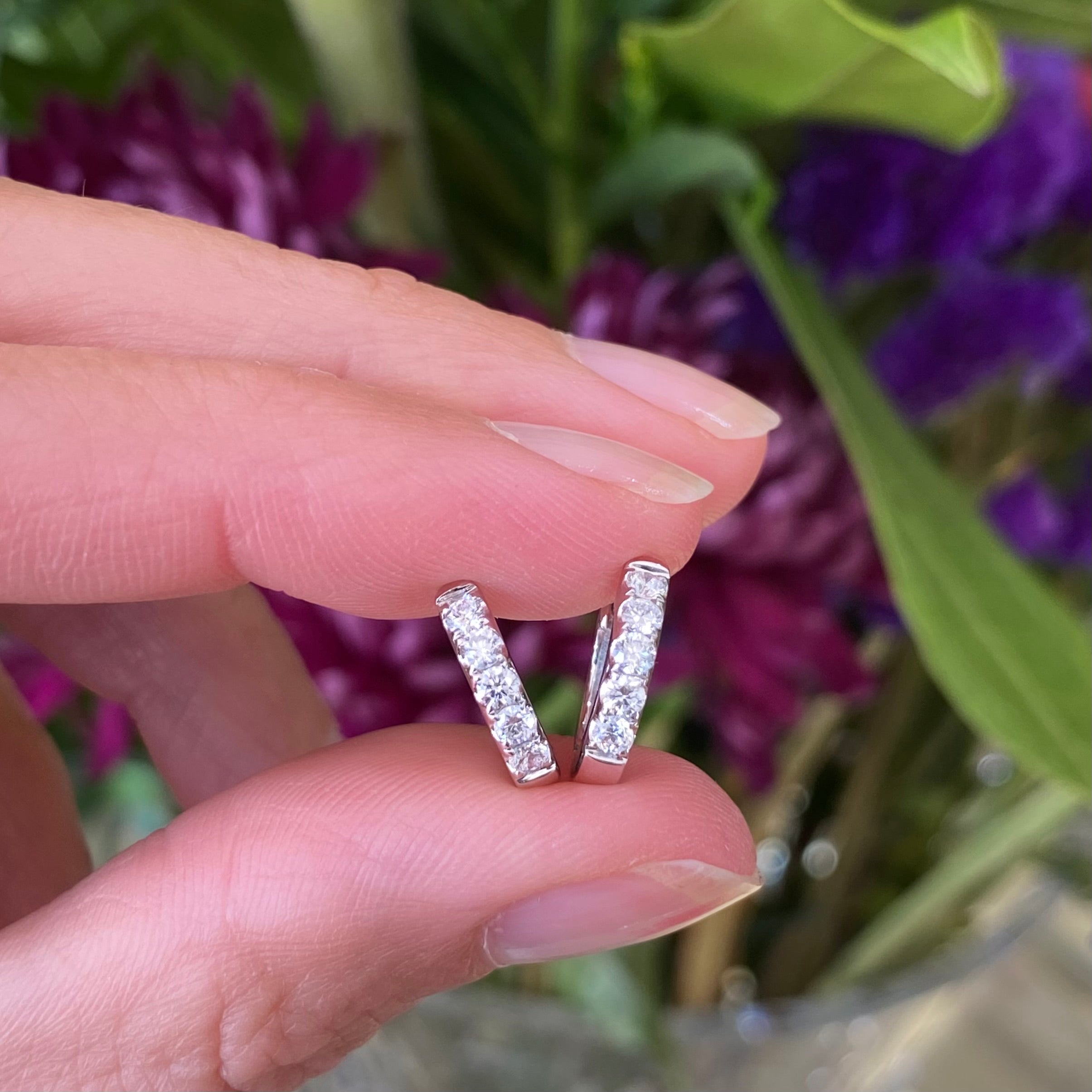 Small Diamond Huggie Hoop Earrings