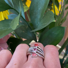 Load image into Gallery viewer, One-of-a-kind Orange Sapphire, Pink Tourmaline & Diamond Ring