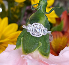 Load image into Gallery viewer, Mosaic Emerald Cut Three Stone Diamond Ring in 14k White Gold