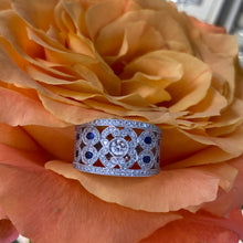 Load image into Gallery viewer, Sapphire & Diamond Milgrain Wide Ring