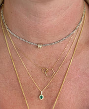 Load image into Gallery viewer, Emerald and Diamond Halo Necklace