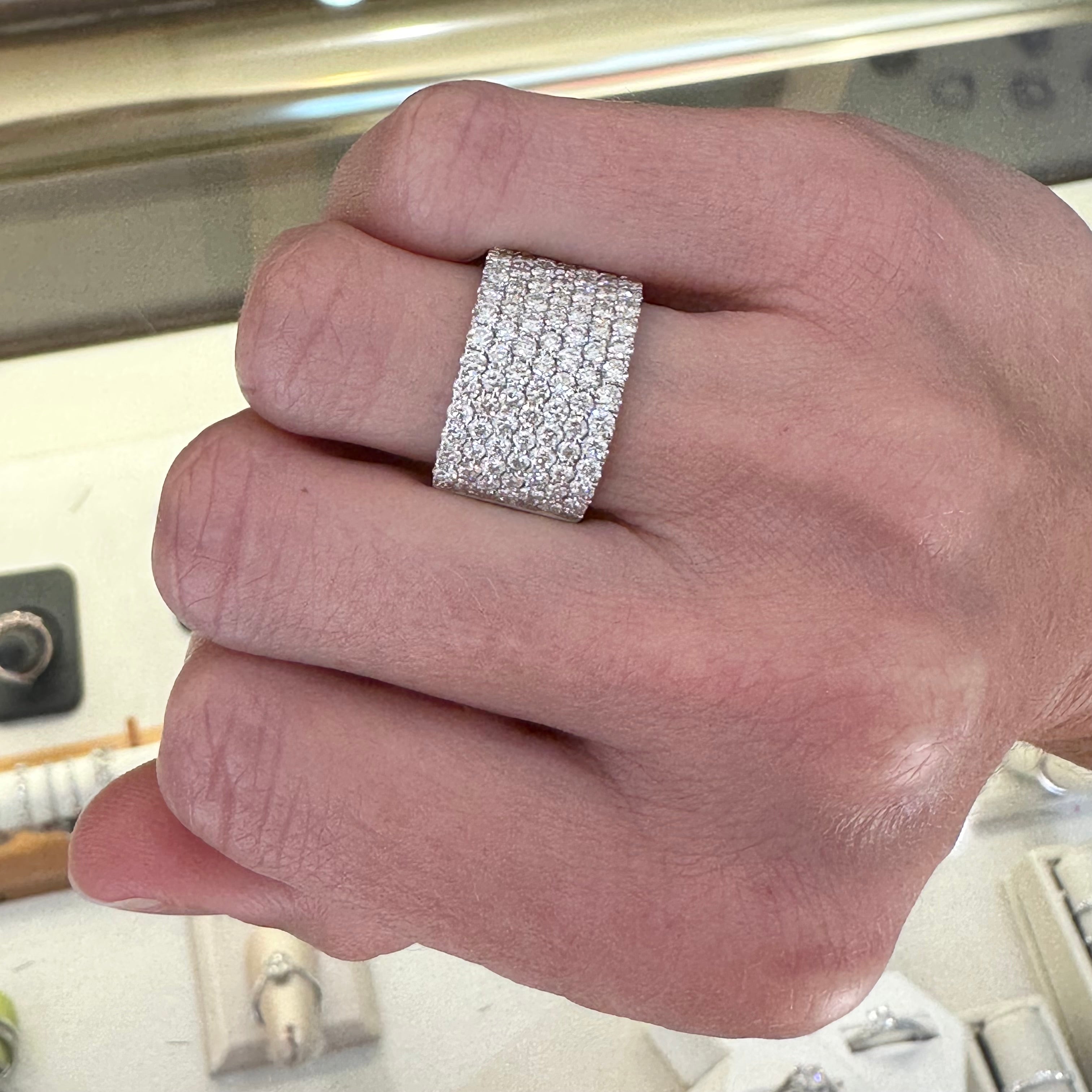 Pavé Diamond 18K Wide Band Ring
