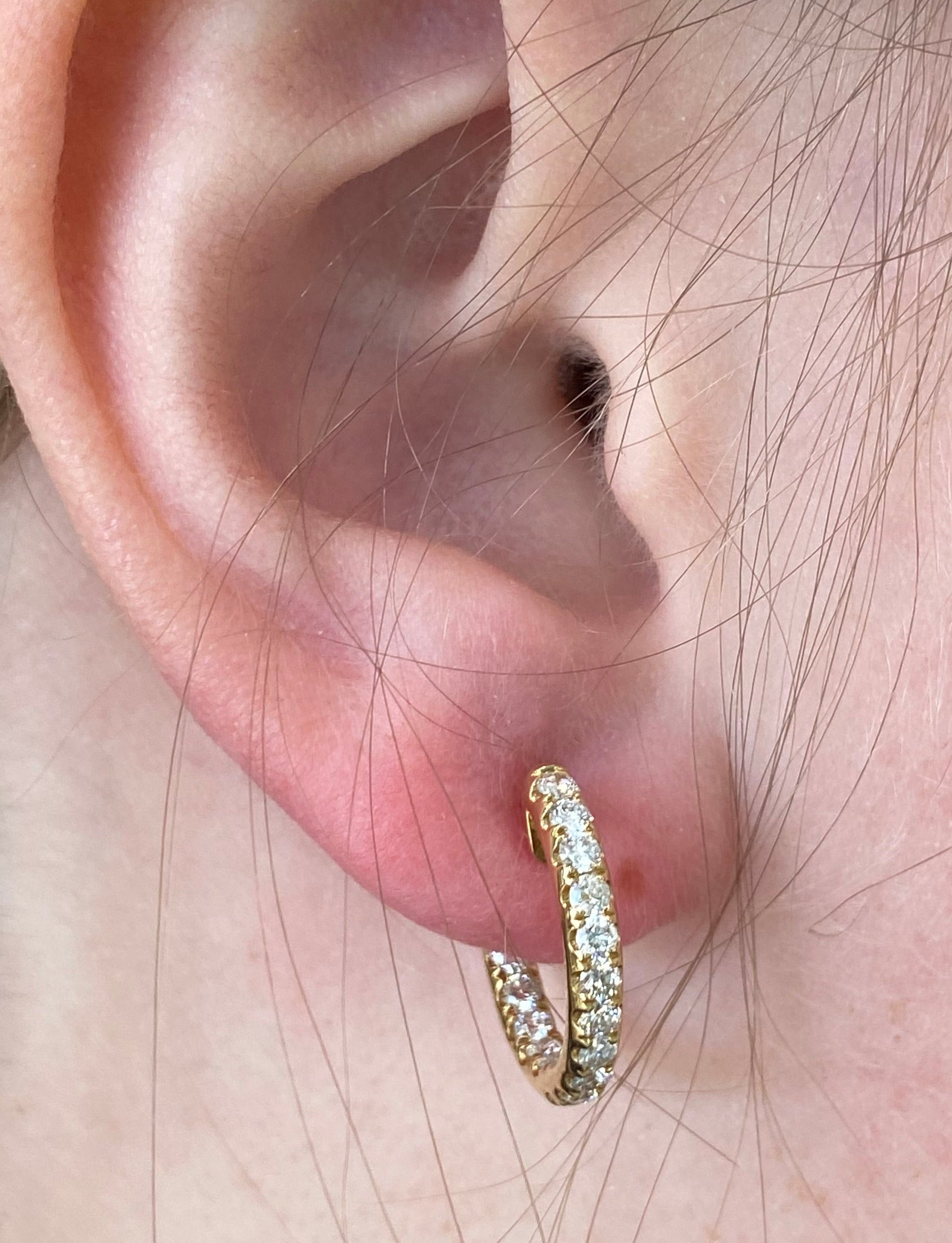 Yellow Gold & Diamond Hoop Earrings