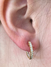 Load image into Gallery viewer, Yellow Gold & Diamond Hoop Earrings