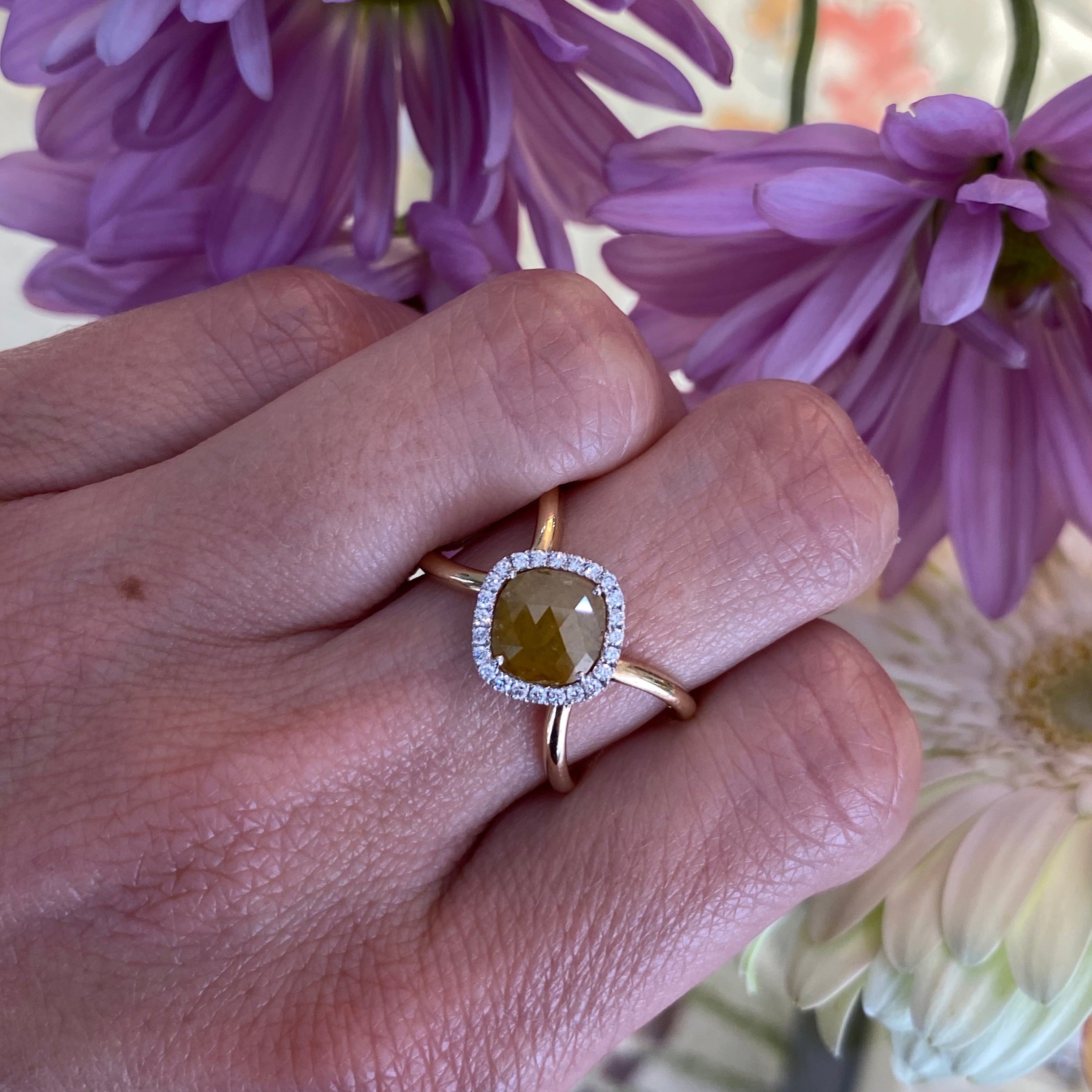 Sunlit Ember Diamond Slice Ring